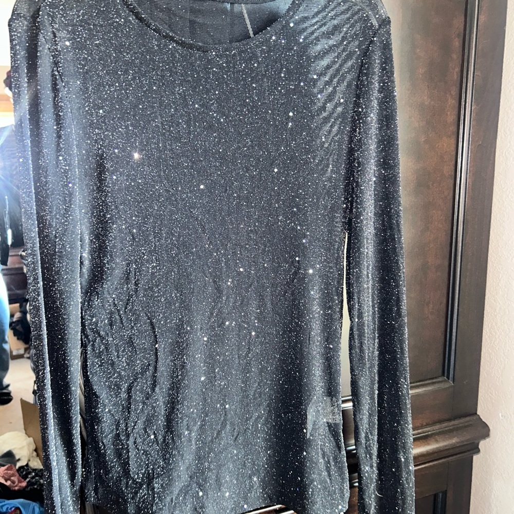 Black Sparkle Long Sleeve Top